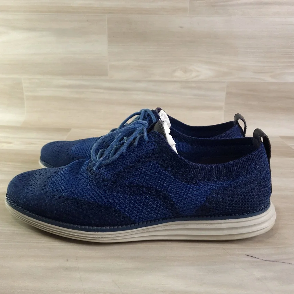 Cole Haan Zerogrand Stitchlite Oxford Mens 10 Blue Knit Wingtip C28446 Golf